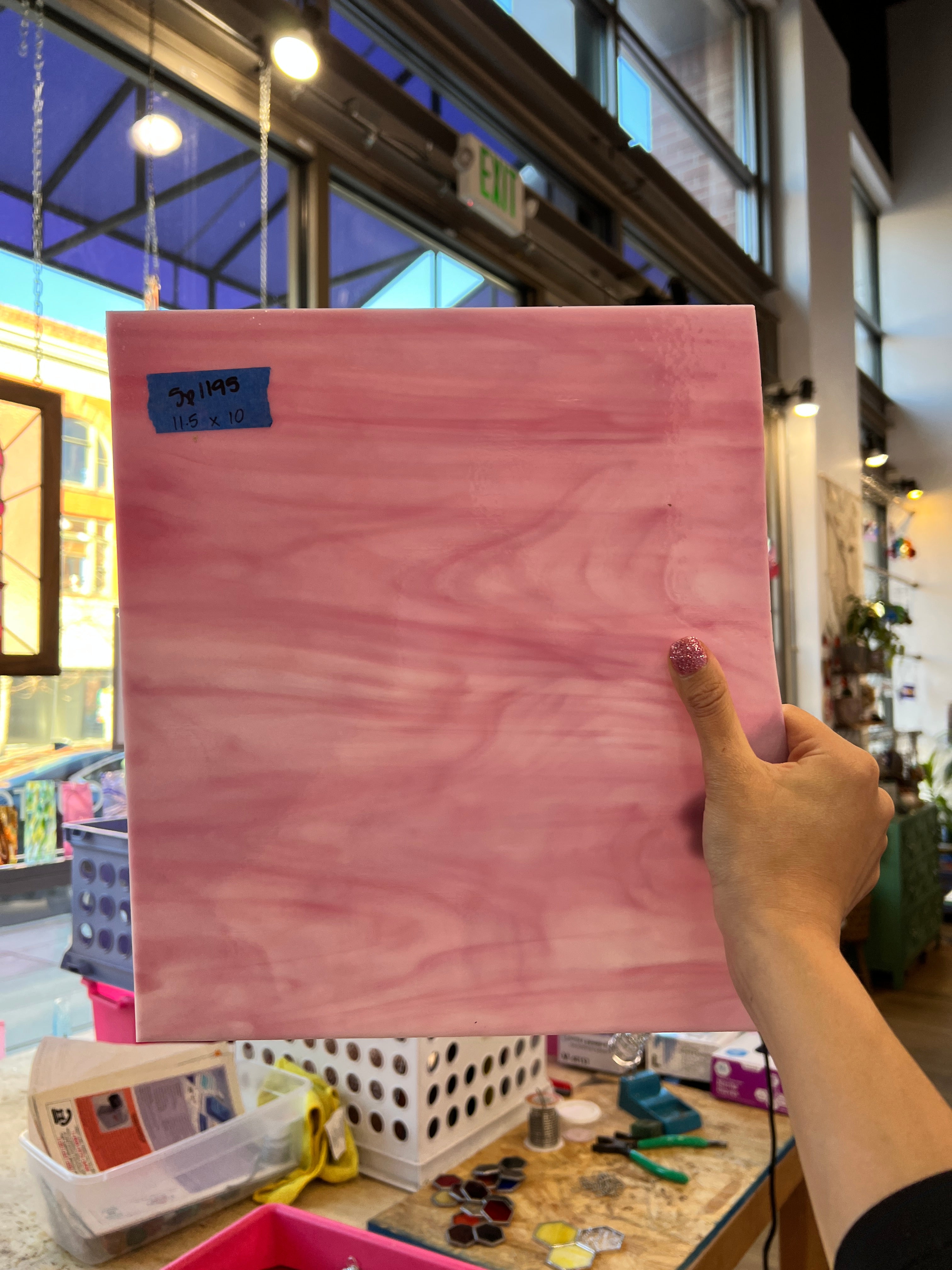 Solid Pink Wispy Spectrum Sheet Glass Colorado Glassworks SP1195 (11.5x10in)  