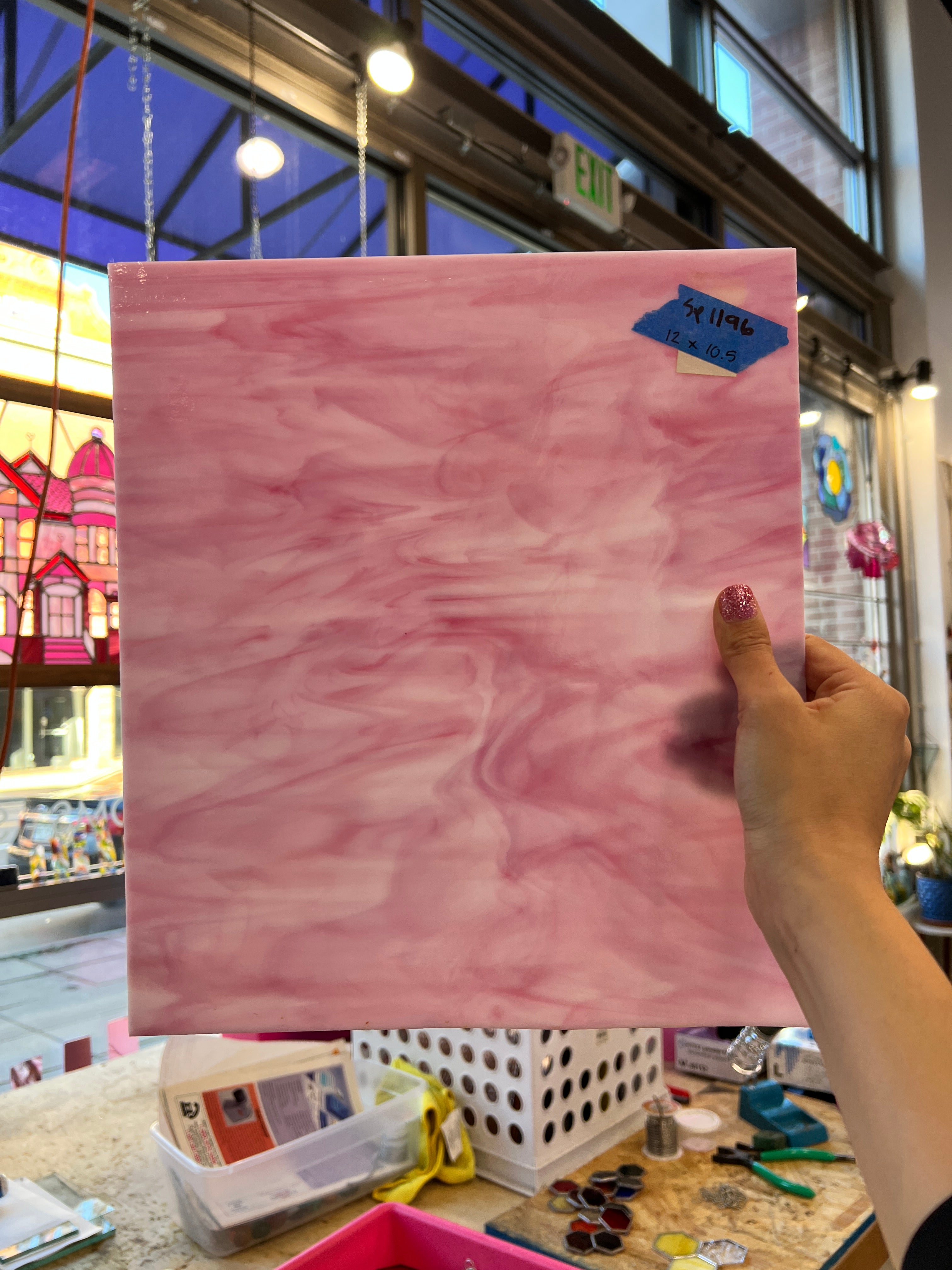 Solid Pink Wispy Spectrum Sheet Glass Colorado Glassworks SP1196 (12x10.5in)  
