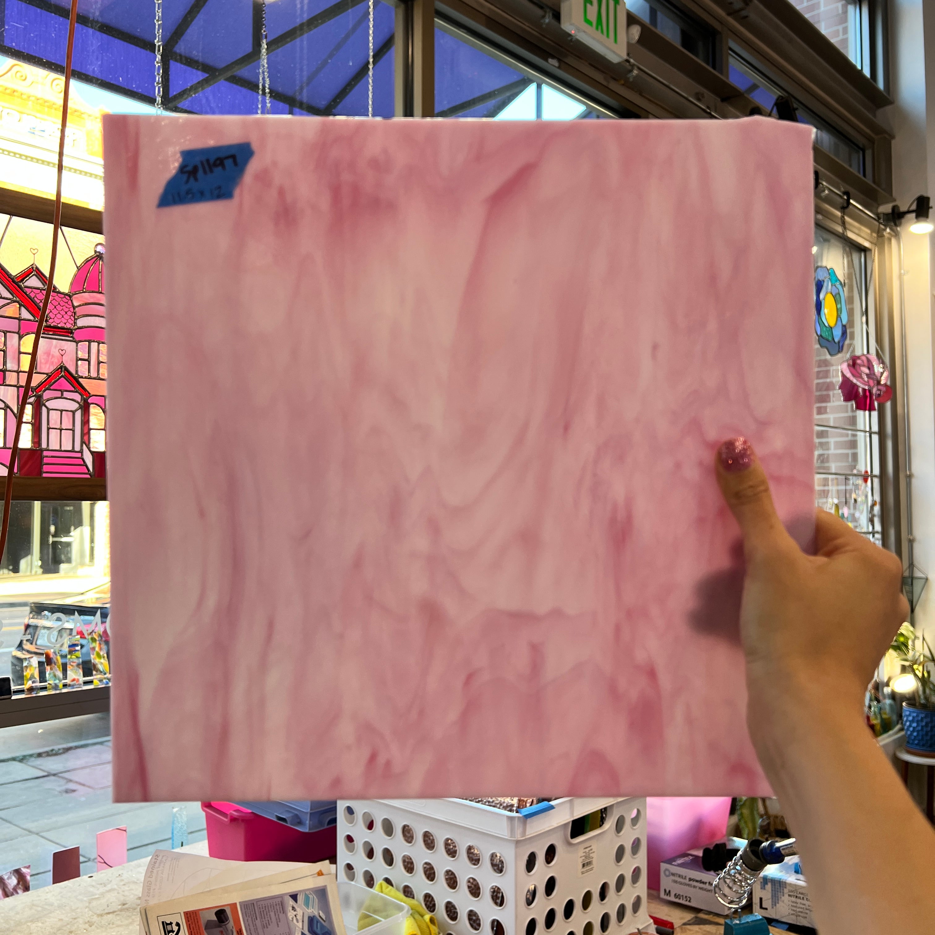 Solid Pink Wispy Spectrum Sheet Glass Colorado Glassworks SP1197 (11.5x12in)  