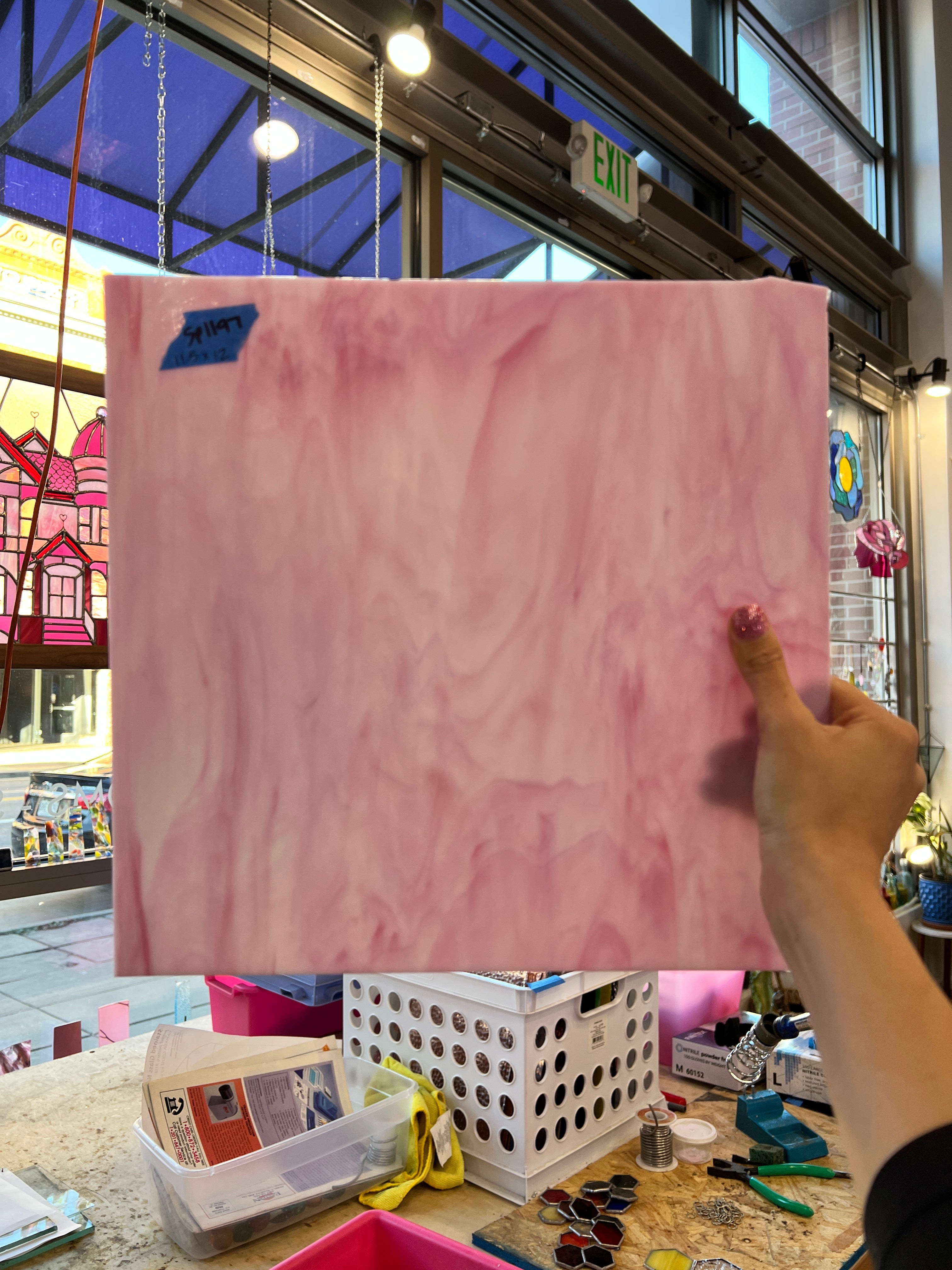 Solid Pink Wispy Spectrum Sheet Glass Colorado Glassworks SP1197 (11.5x12in)  