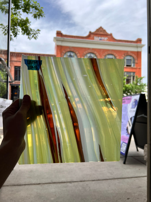 Lamberts Mouth Blown Lemon Yellow & Selenium Orange S25 Sheet Glass Colorado Glassworks   