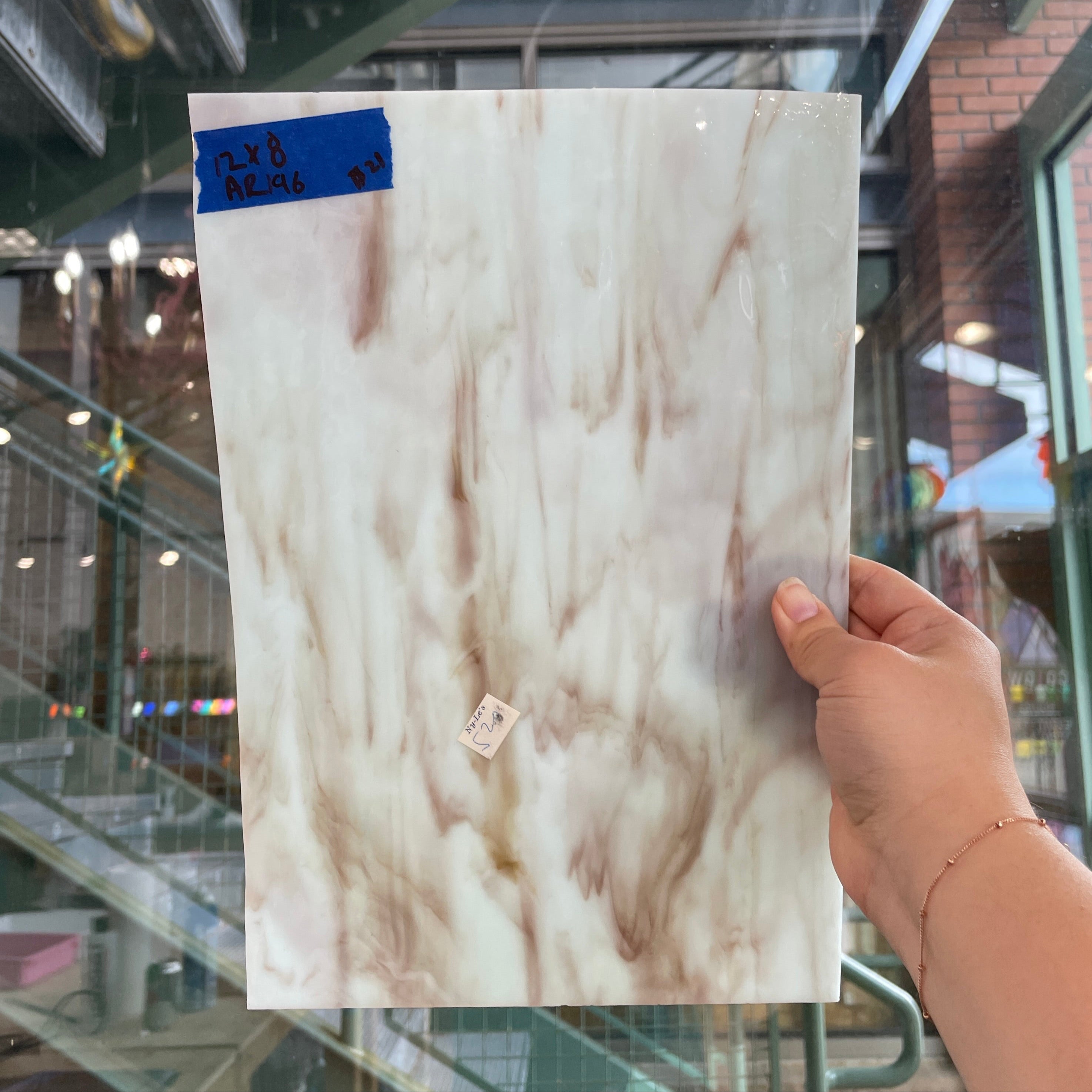 White Red Mixed Armstrong Sheet Glass Colorado Glassworks ARM196 (12x8in)
