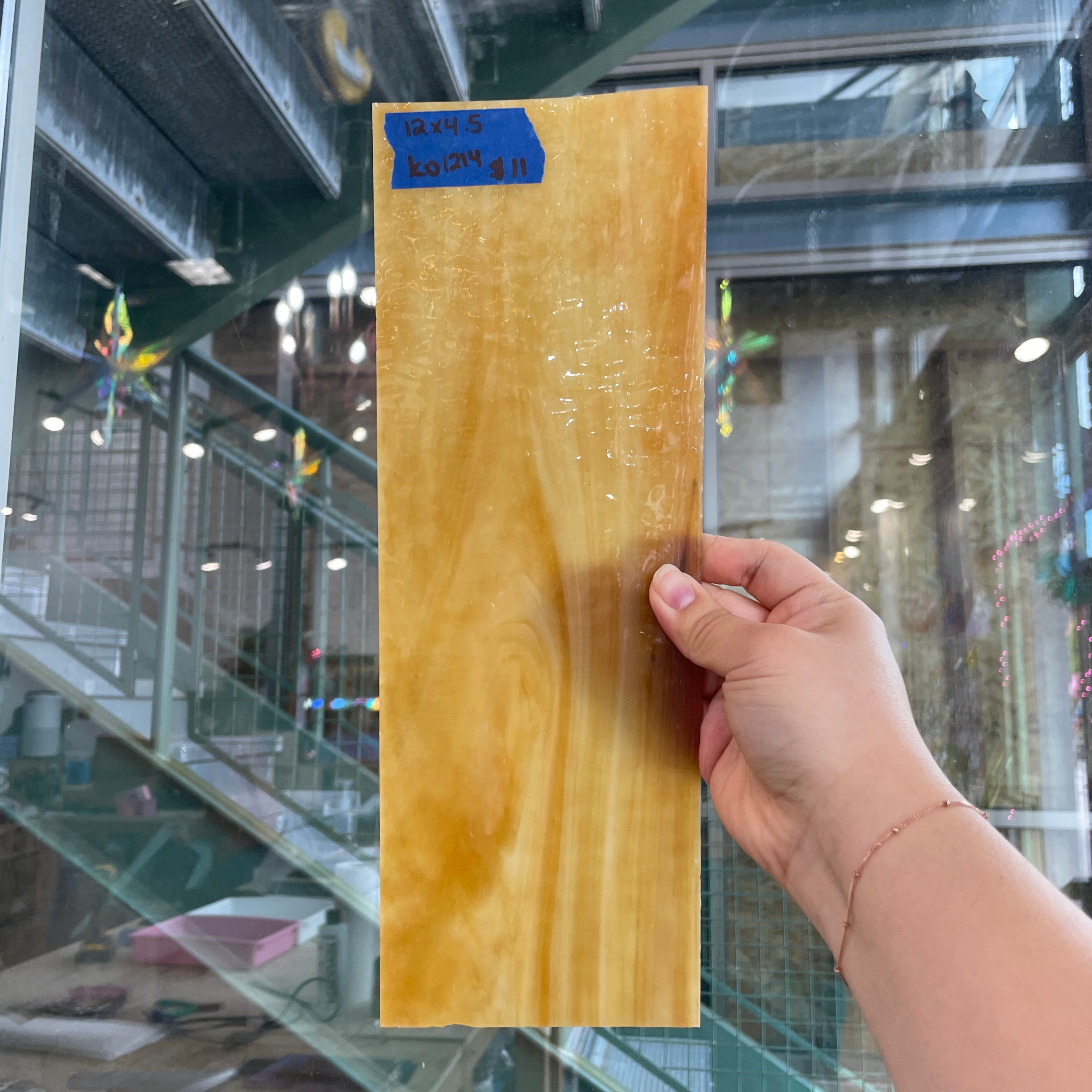 Medium Amber White Wispy Kokomo Sheet Glass Colorado Glassworks