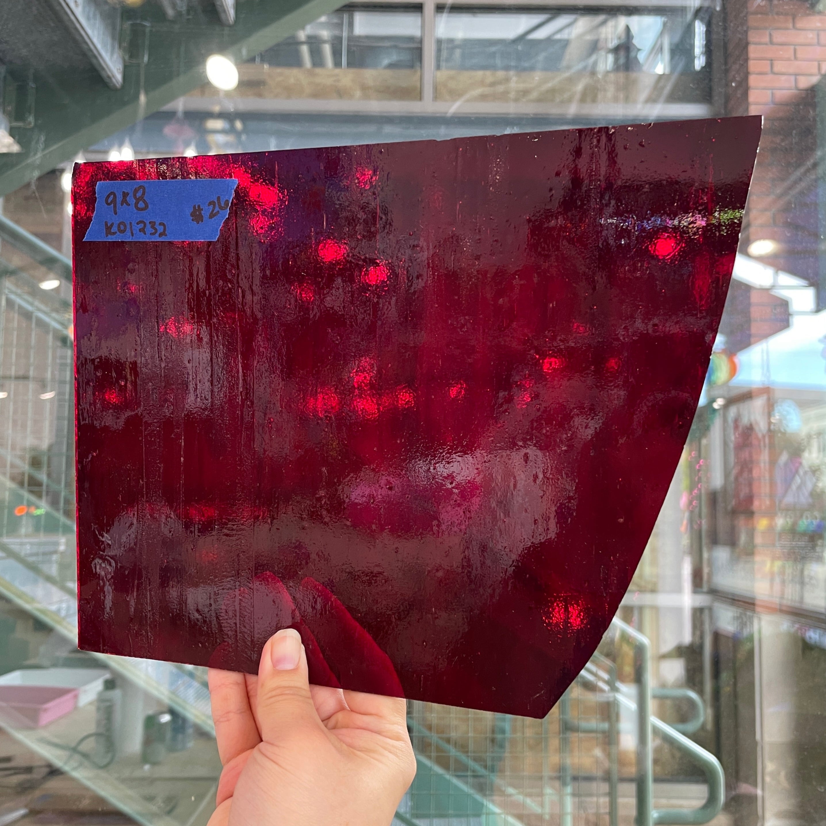 Wispy Red Transparent Kokomo Sheet Glass Colorado Glassworks