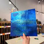 Dark Blue Vintage Iridescent Bullseye Sheet Glass Colorado Glass Works PC2 (9.5x9.5in)