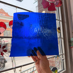 Dark Blue Vintage Iridescent Bullseye Sheet Glass Colorado Glass Works