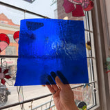 Dark Blue Vintage Iridescent Bullseye Sheet Glass Colorado Glass Works