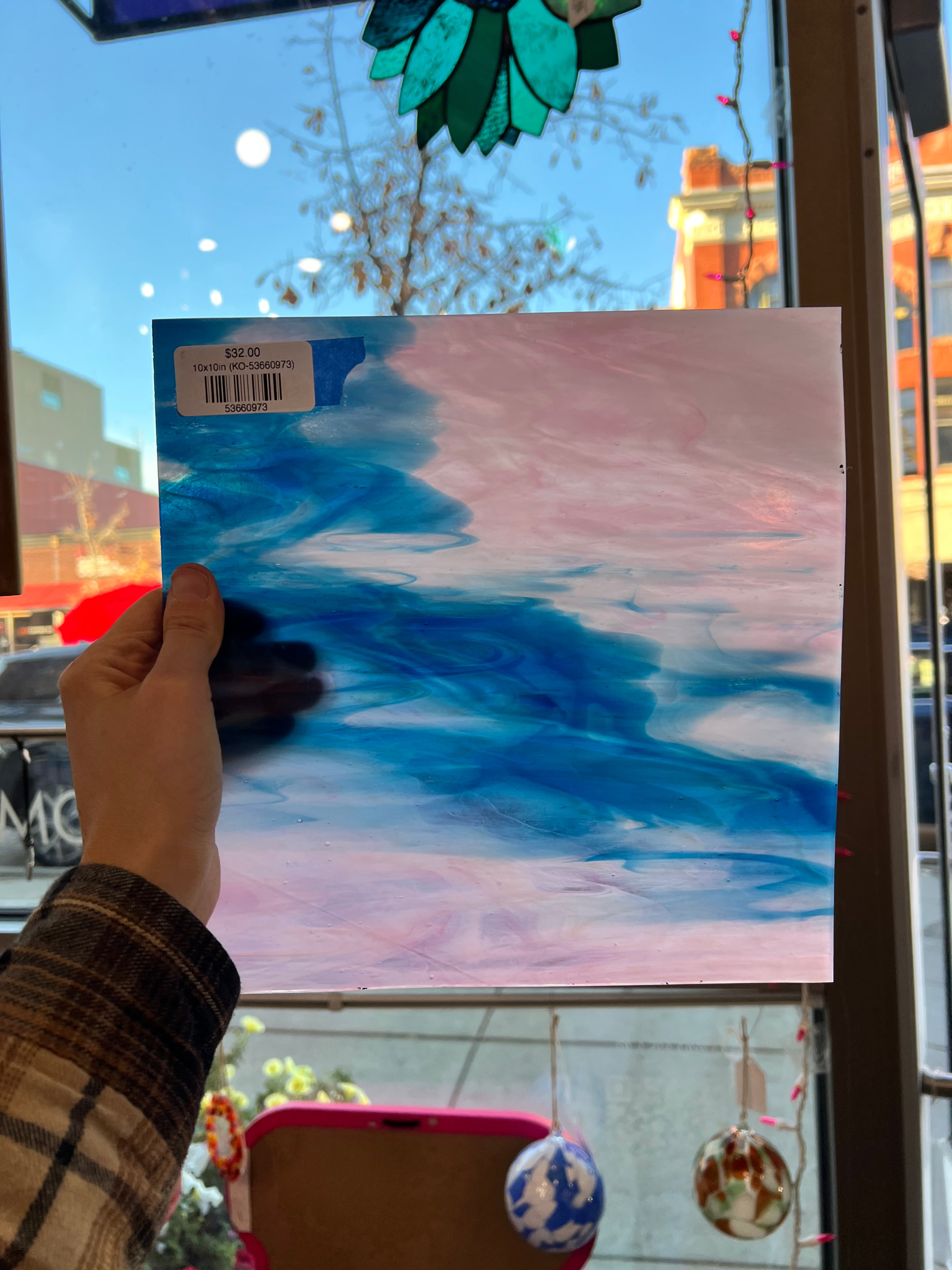 Blue Pink Wispy Kokomo Sheet Glass Colorado Glassworks