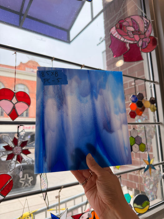 Blue Purple White Vintage Uroboros Sheet Glass Colorado Glassworks