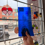 Dark Blue Vintage Iridescent Bullseye Sheet Glass Colorado Glass Works