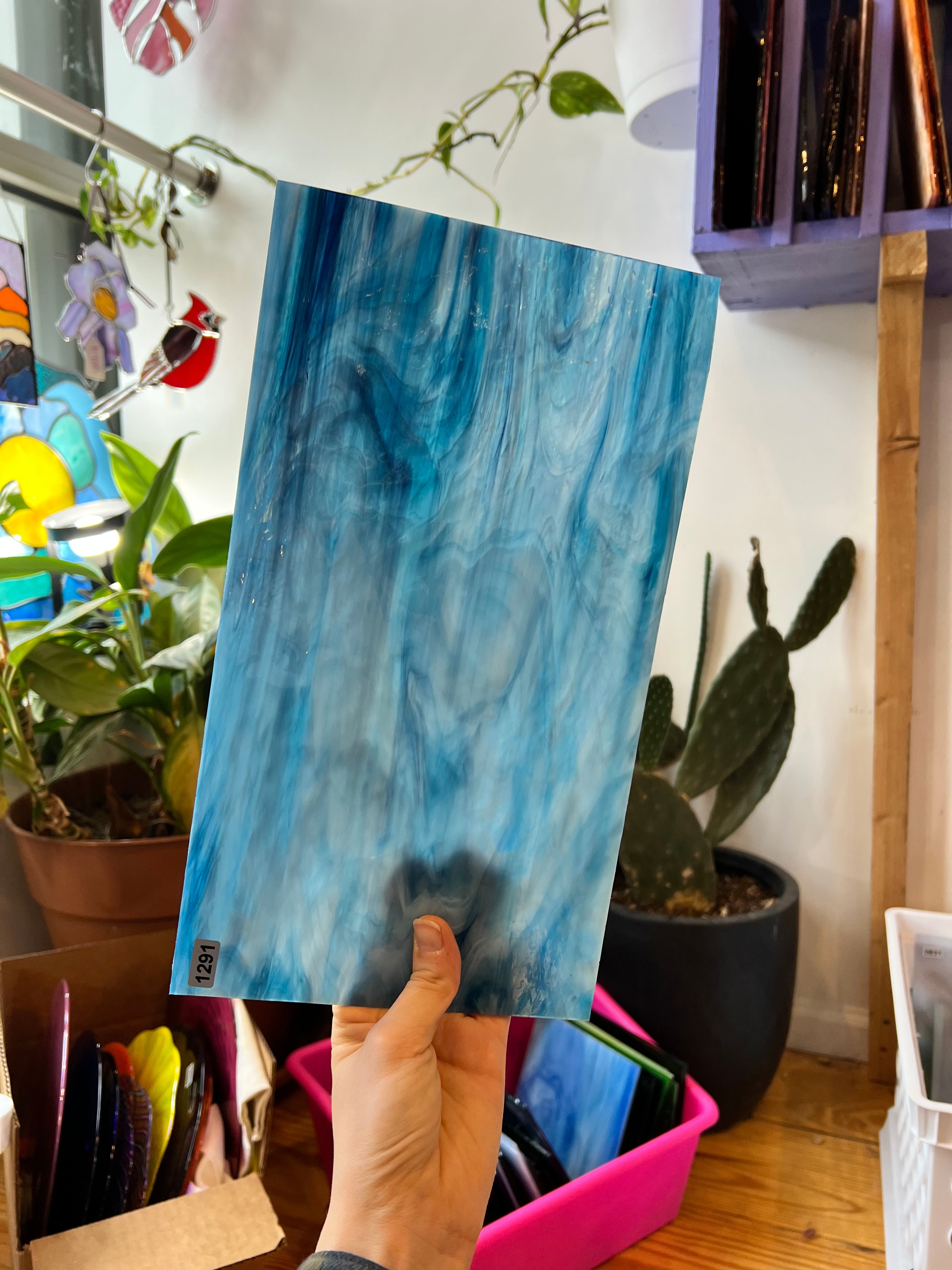 Yonder Blue Pearl Opal Oceanside Fusible 96 COE Sheet Glass Colorado Glassworks