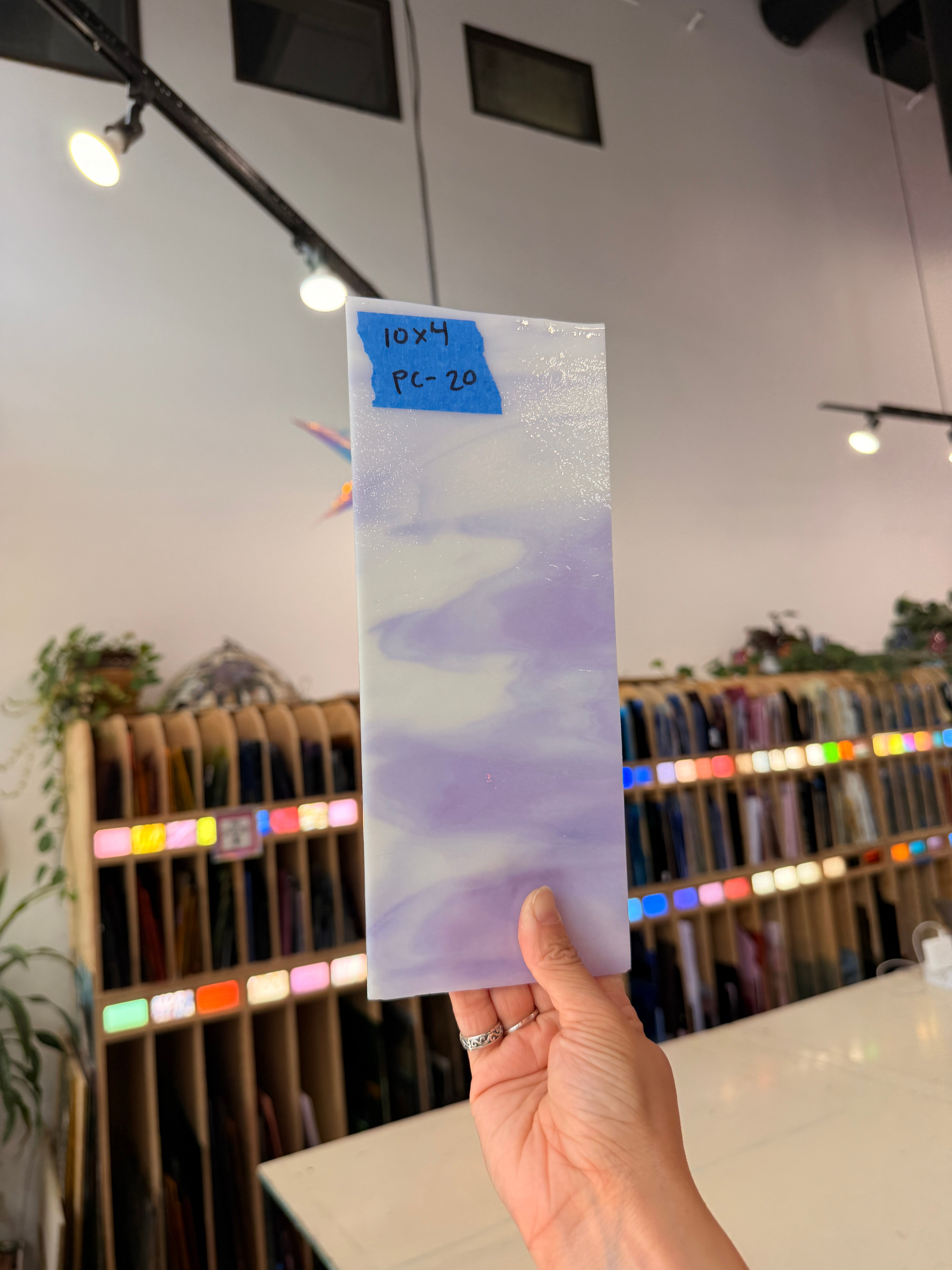 Glascadia White Petal Pink Opal Neo-Lavender Shift Transparent Double Roll Fusible 90 COE Sheet Glass Colorado Glassworks PC20 (10x4in)