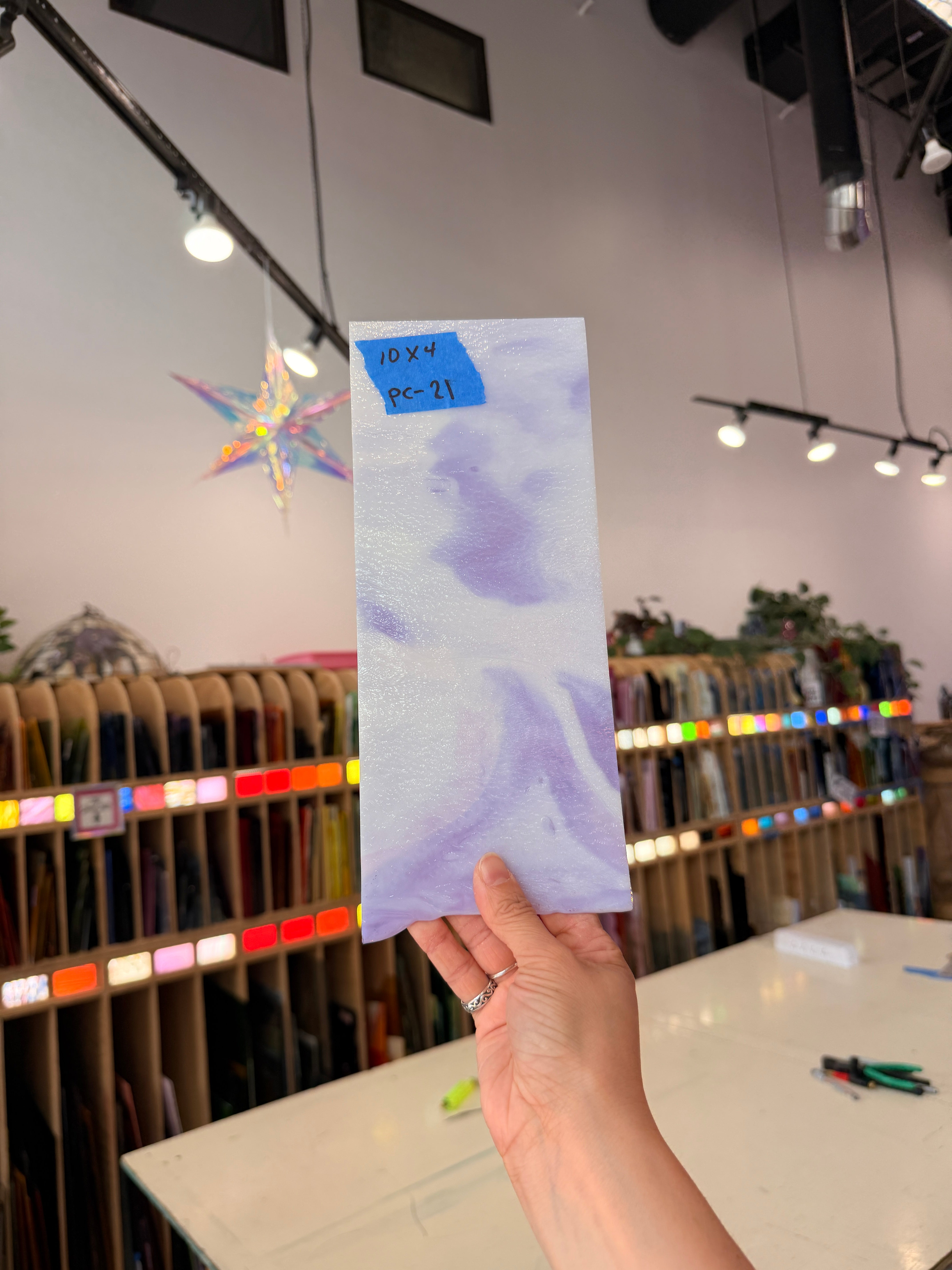 Glascadia White Petal Pink Opal Neo-Lavender Shift Transparent Double Roll Fusible 90 COE Sheet Glass Colorado Glassworks 10x4in (BE-88405037)