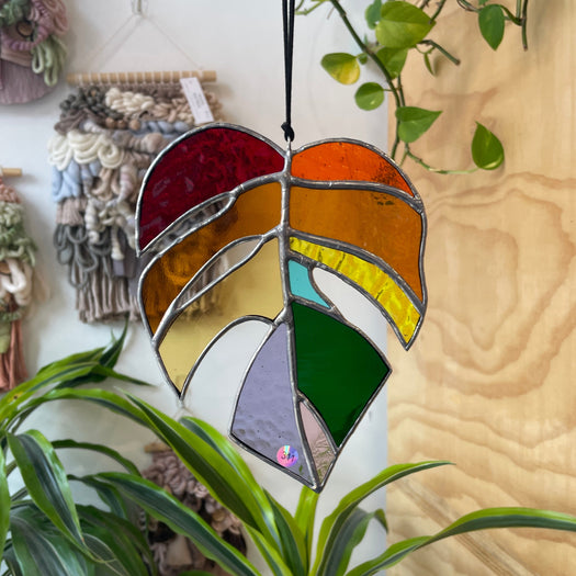 Pastel Rainbow Monstera Colorado Glass Works