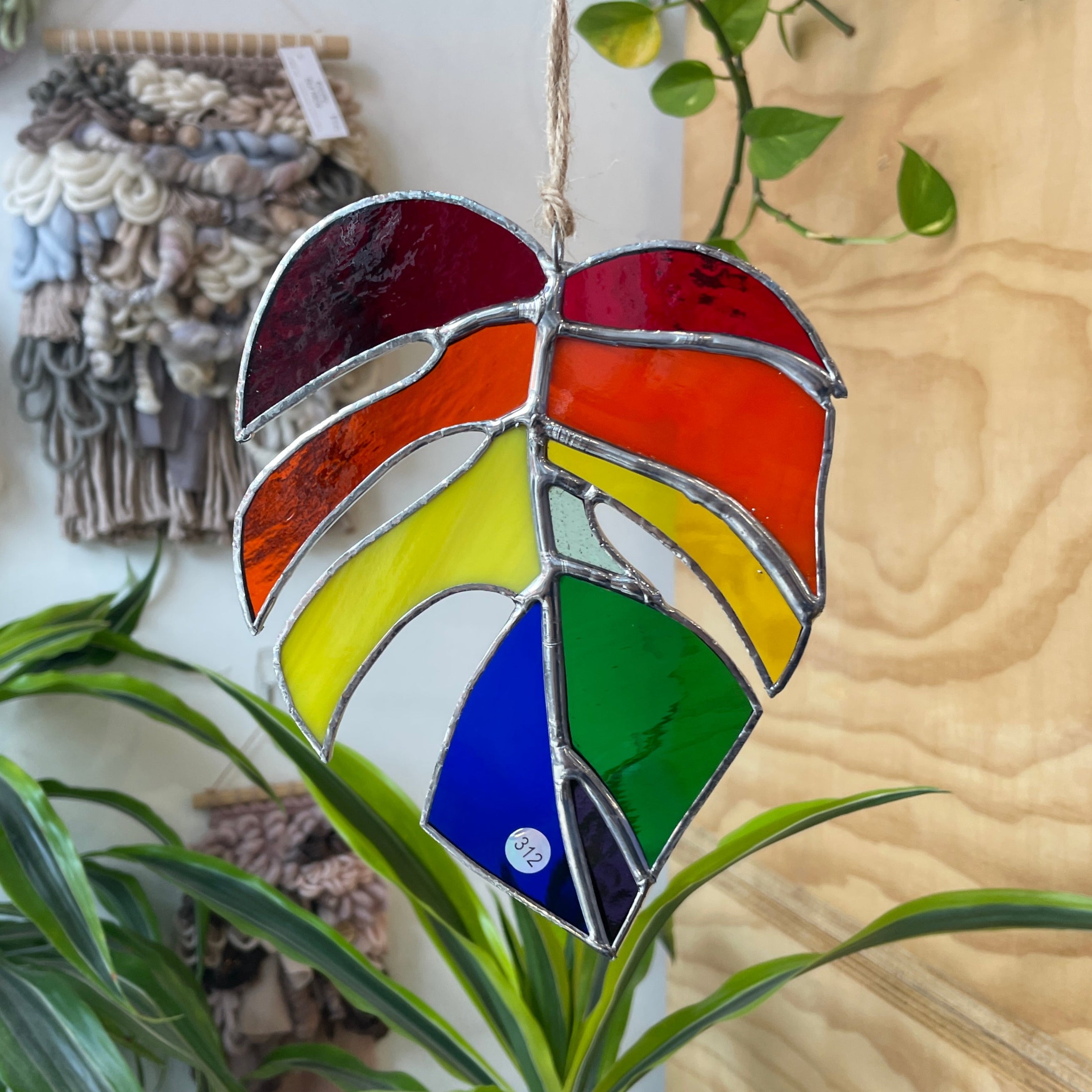 Vibrant Rainbow Monstera Colorado Glass Works
