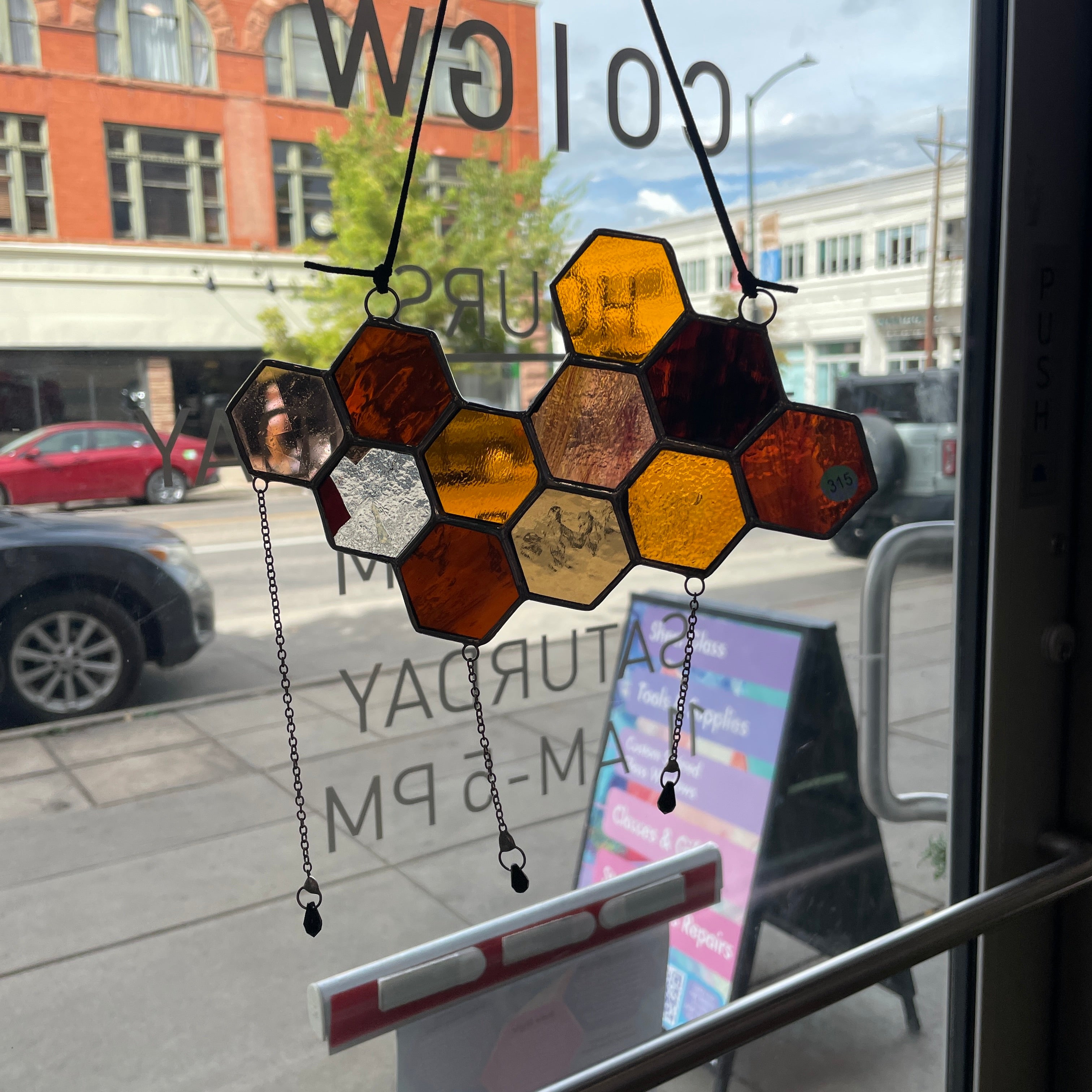 Warm Earth-Toned Honeycomb Piece Colorado Glass Works