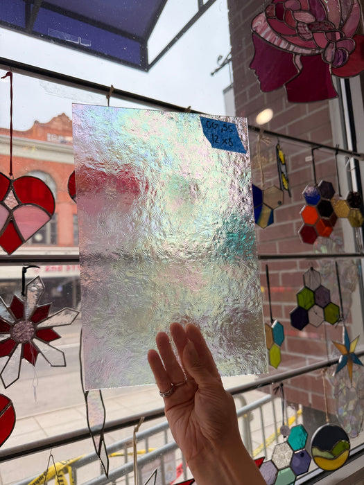 Iridescent Clear Rainbow Florentine Wissmach Sheet Glass Colorado Glass Works
