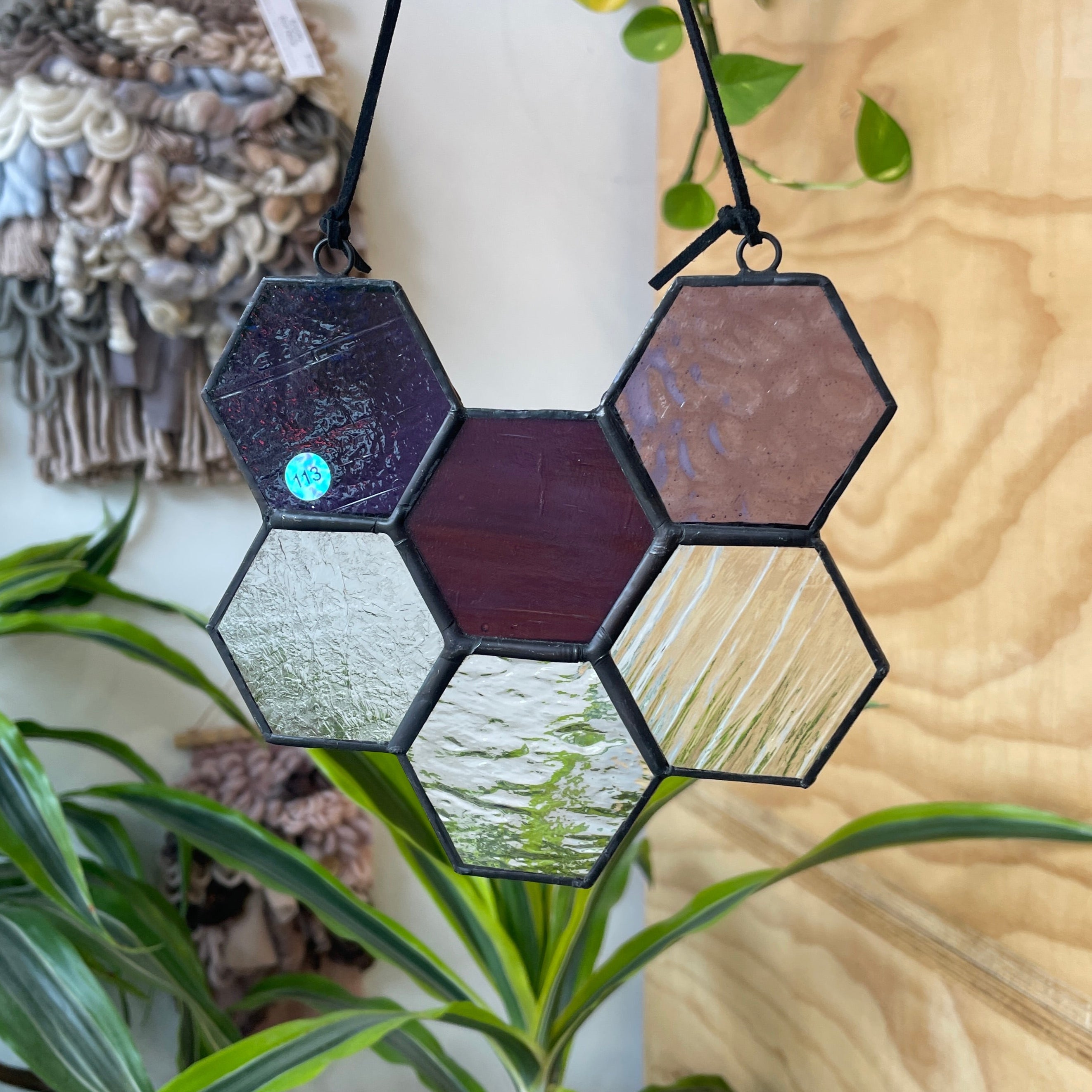 Purple and Clear 6-Piece Honeycomb Colorado Glass Works