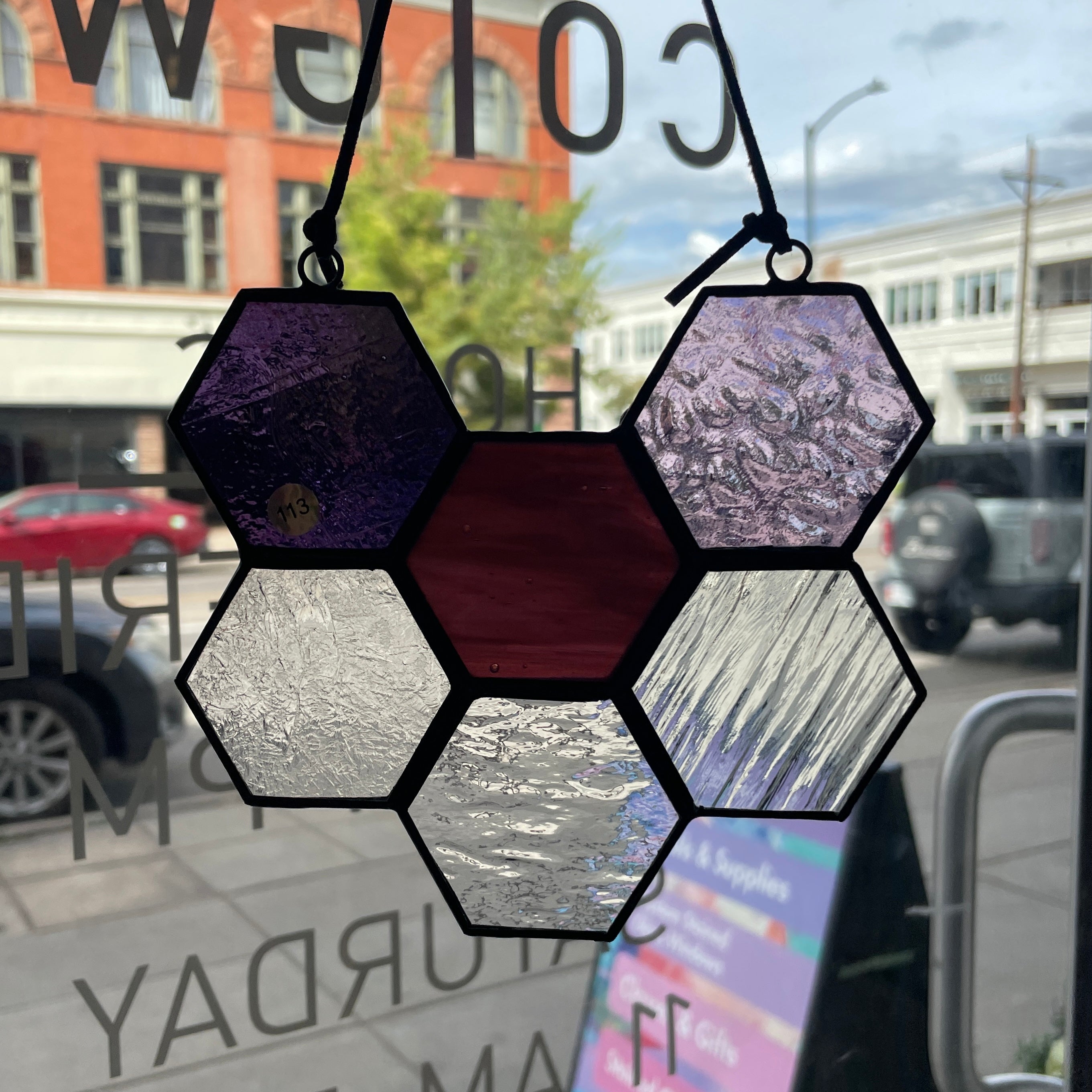 Purple and Clear 6-Piece Honeycomb Colorado Glass Works