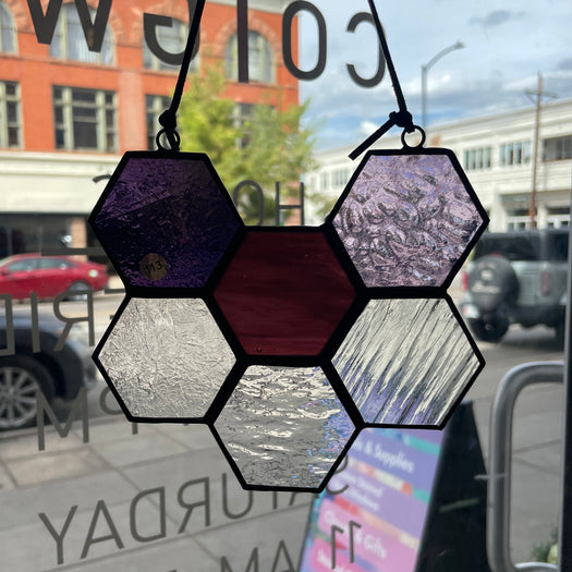 Purple and Clear 6-Piece Honeycomb Colorado Glass Works