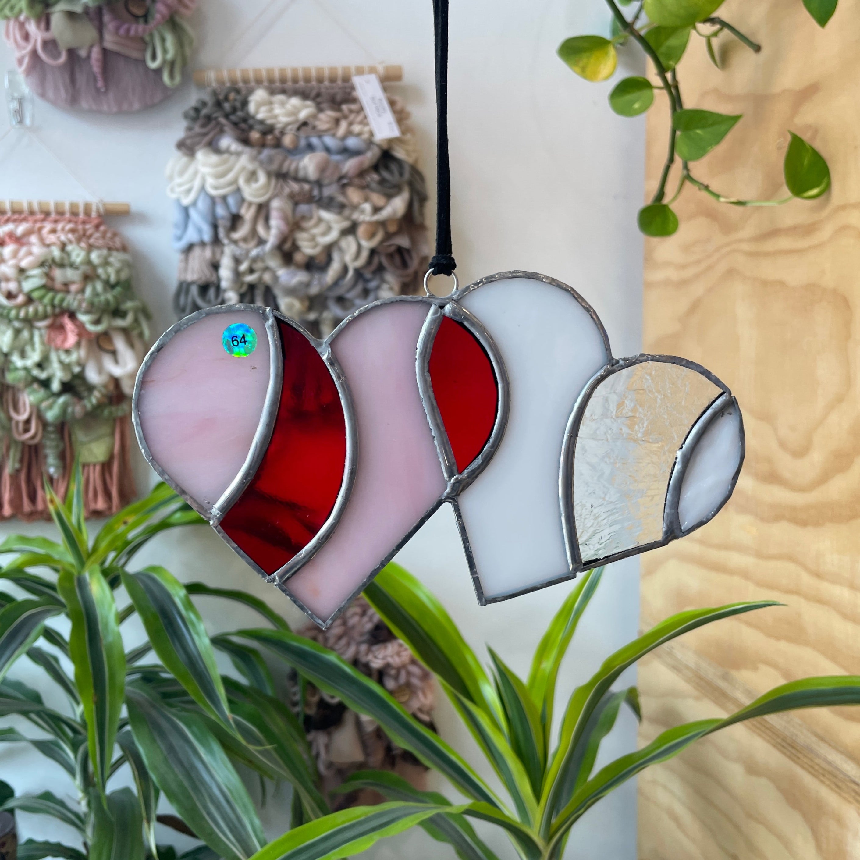 Pink and White Double Heart Colorado Glass Works