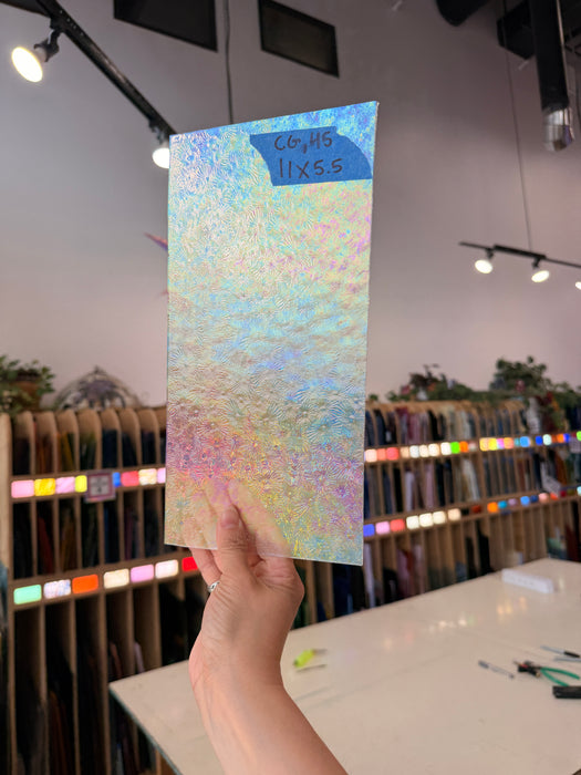 Iridescent Clear Rainbow Florentine Wissmach Sheet Glass Colorado Glass Works CG45 (11x5.5in)