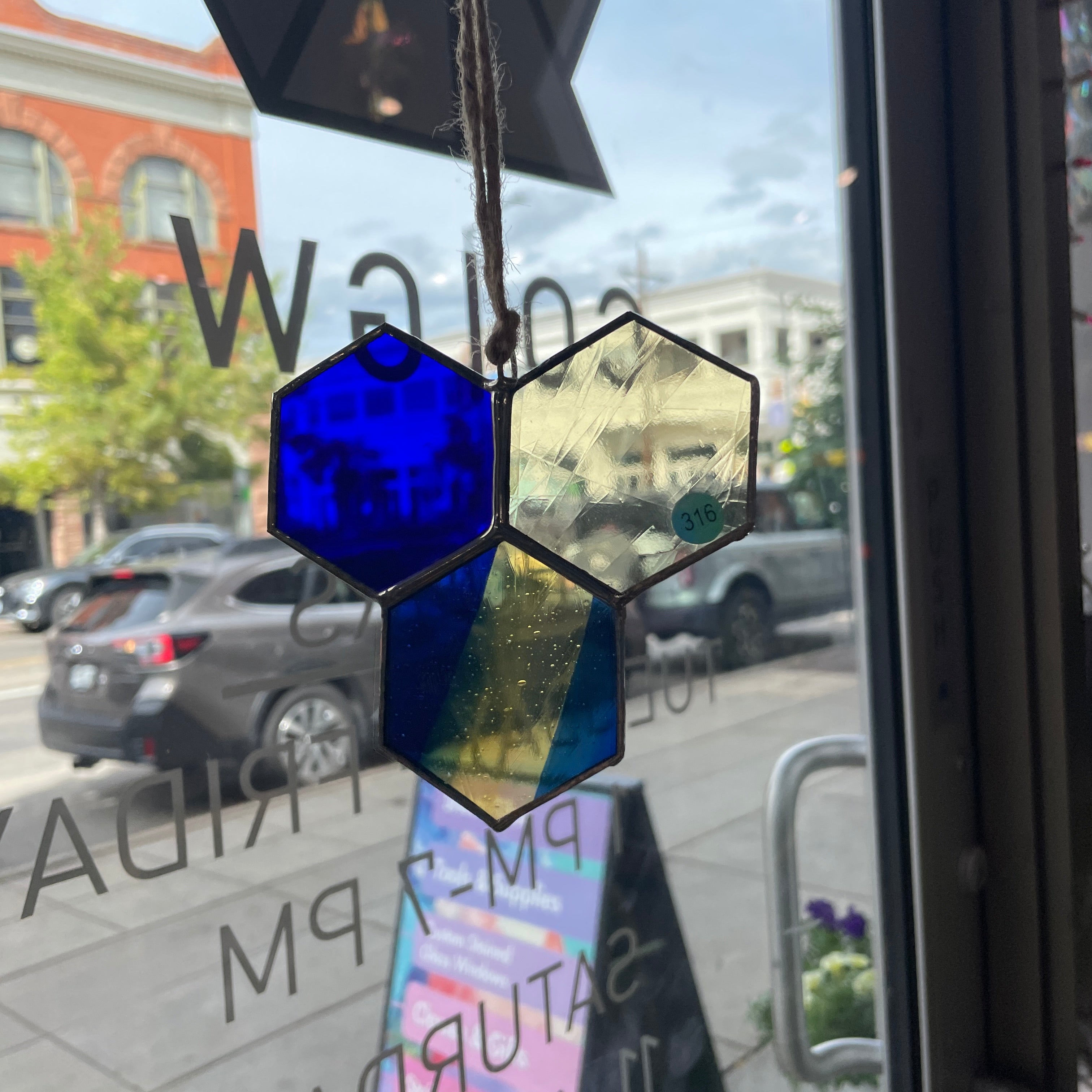 Blue and Yellow 3-Piece Honeycomb Colorado Glass Works