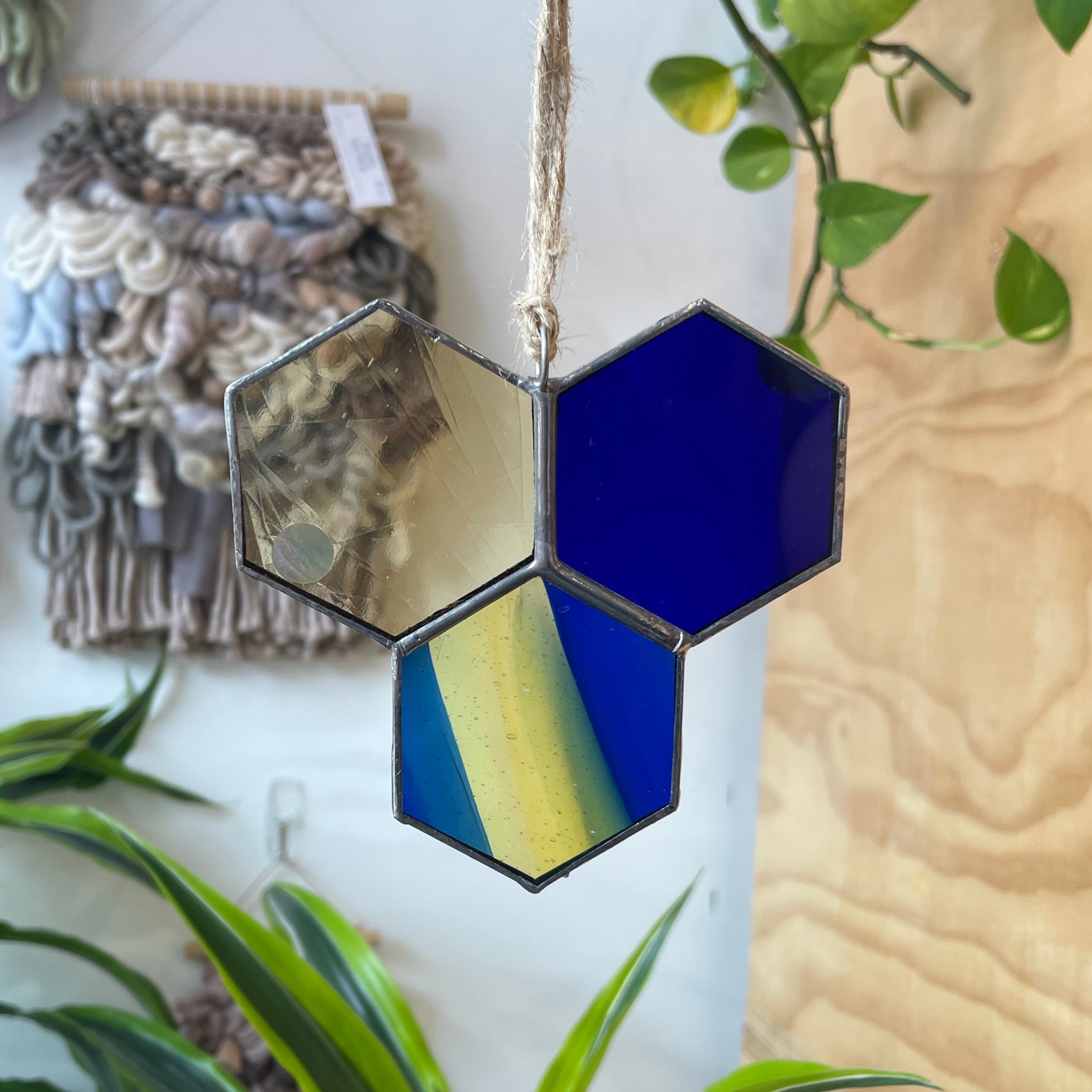 Blue and Yellow 3-Piece Honeycomb Colorado Glass Works
