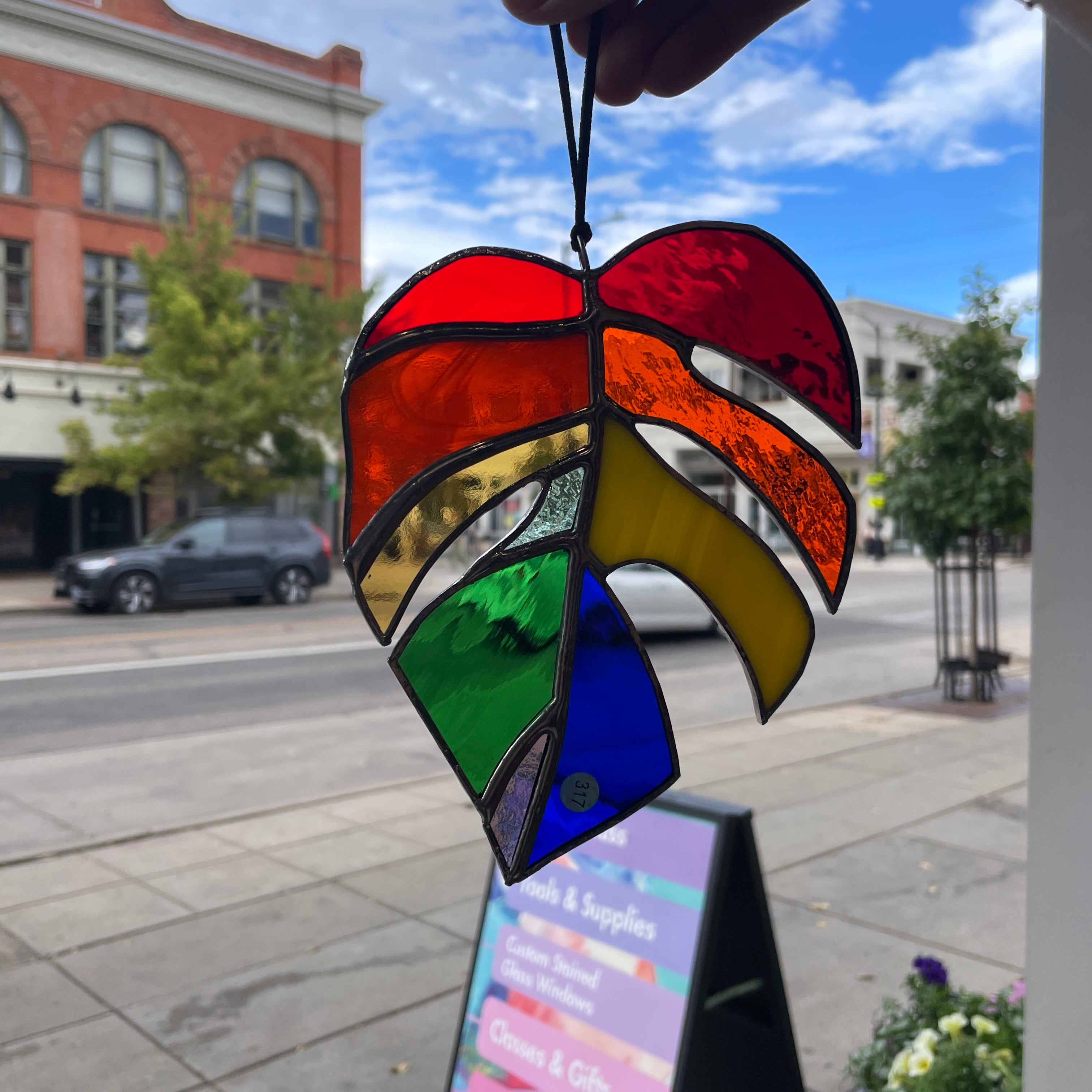 Vibrant Rainbow Monstera Colorado Glass Works