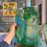 Holly Green Opal and Clear Iridescent Kokomo Sheet Glass