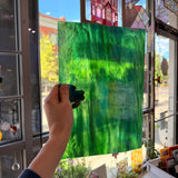 Holly Green Opal and Clear Iridescent Kokomo Sheet Glass