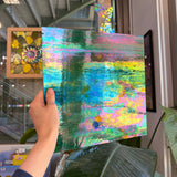 Holly Green Opal and Clear Iridescent Kokomo Sheet Glass
