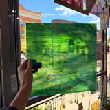 Holly Green Opal and Clear Iridescent Kokomo Sheet Glass