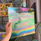 Holly Green Opal and Clear Iridescent Kokomo Sheet Glass