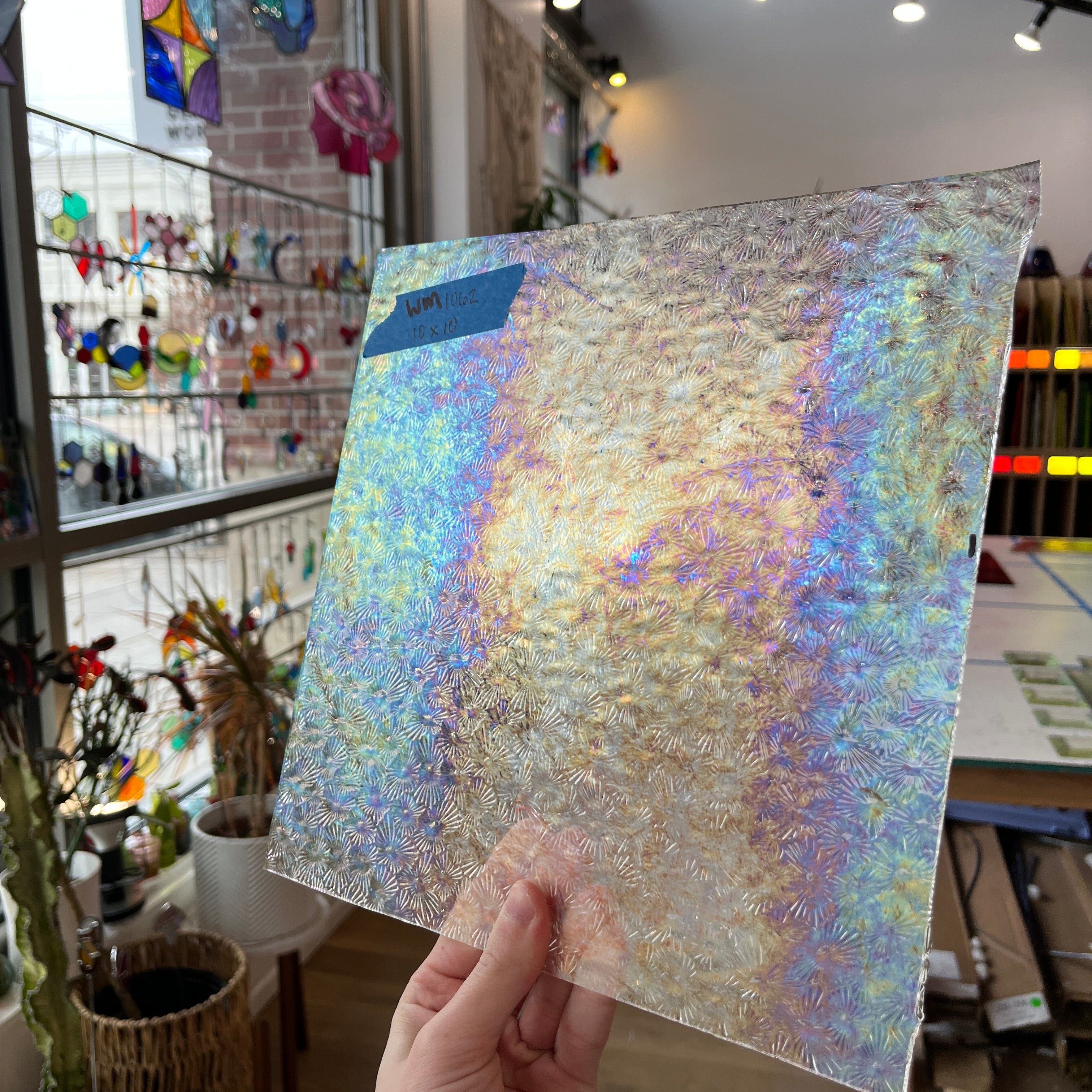 Iridescent Clear Florentine Wissmach Sheet Glass Colorado Glass Works
