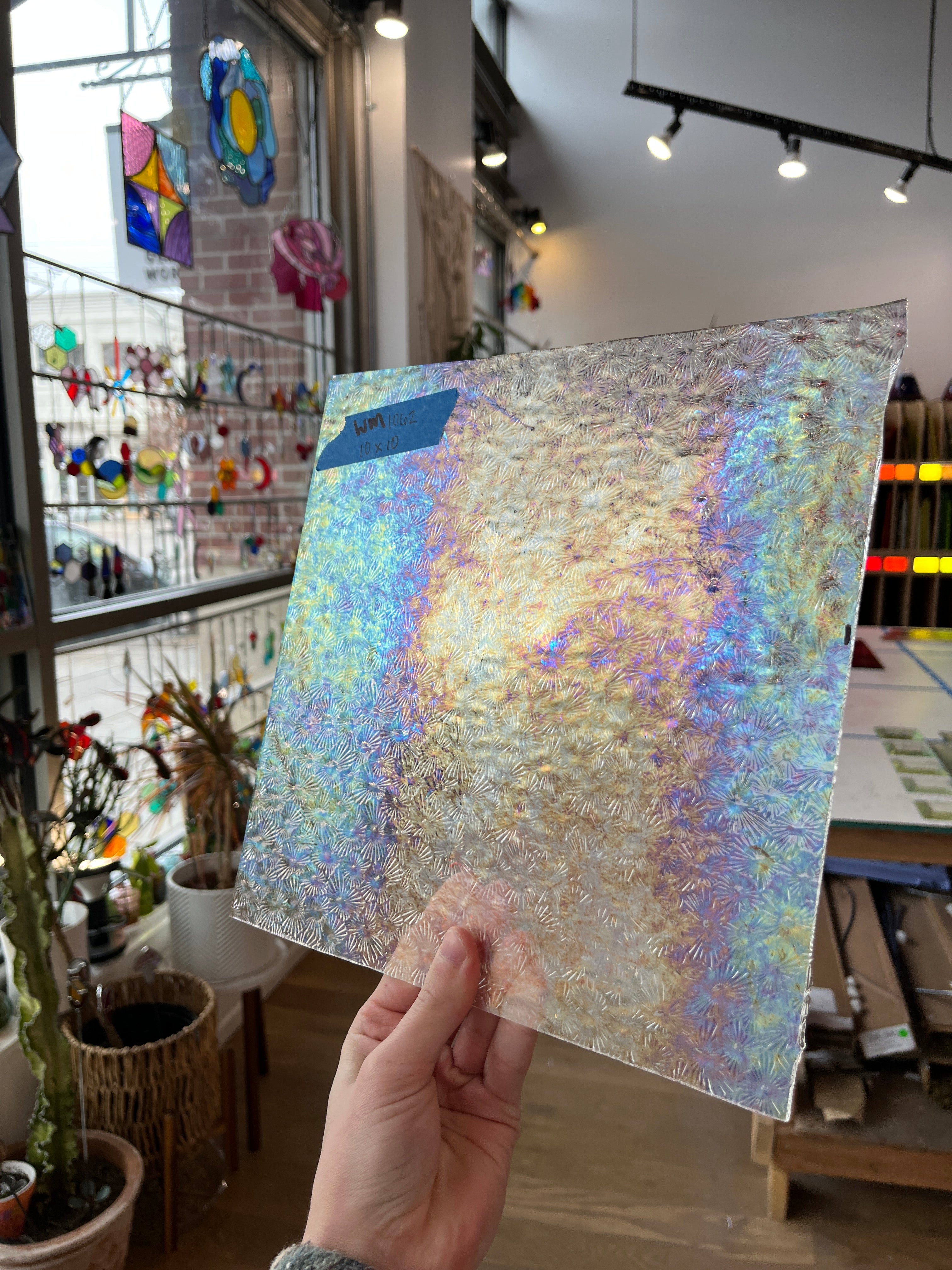 Iridescent Clear Florentine Wissmach Sheet Glass Colorado Glass Works