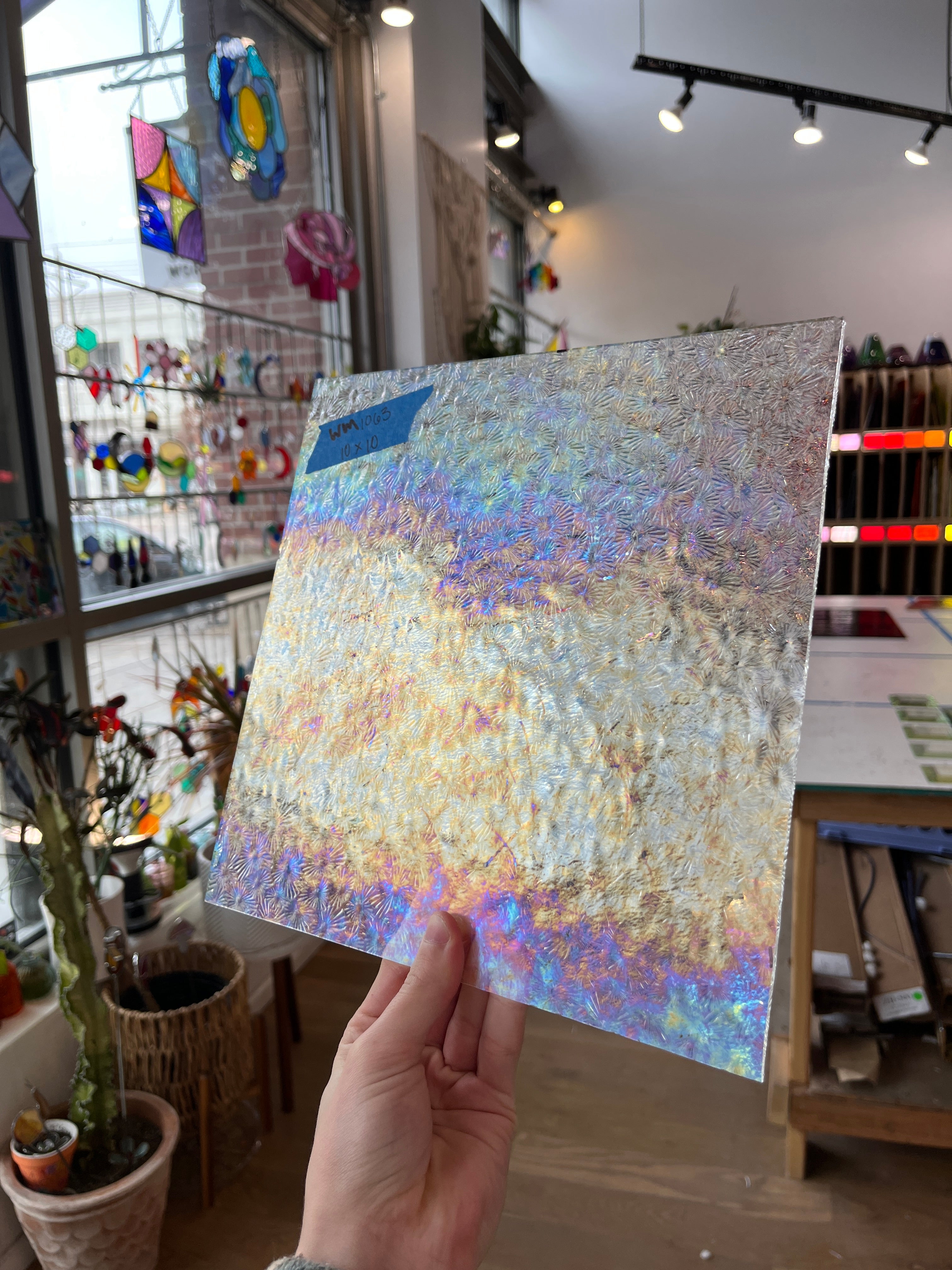 Iridescent Clear Florentine Wissmach Sheet Glass Colorado Glass Works