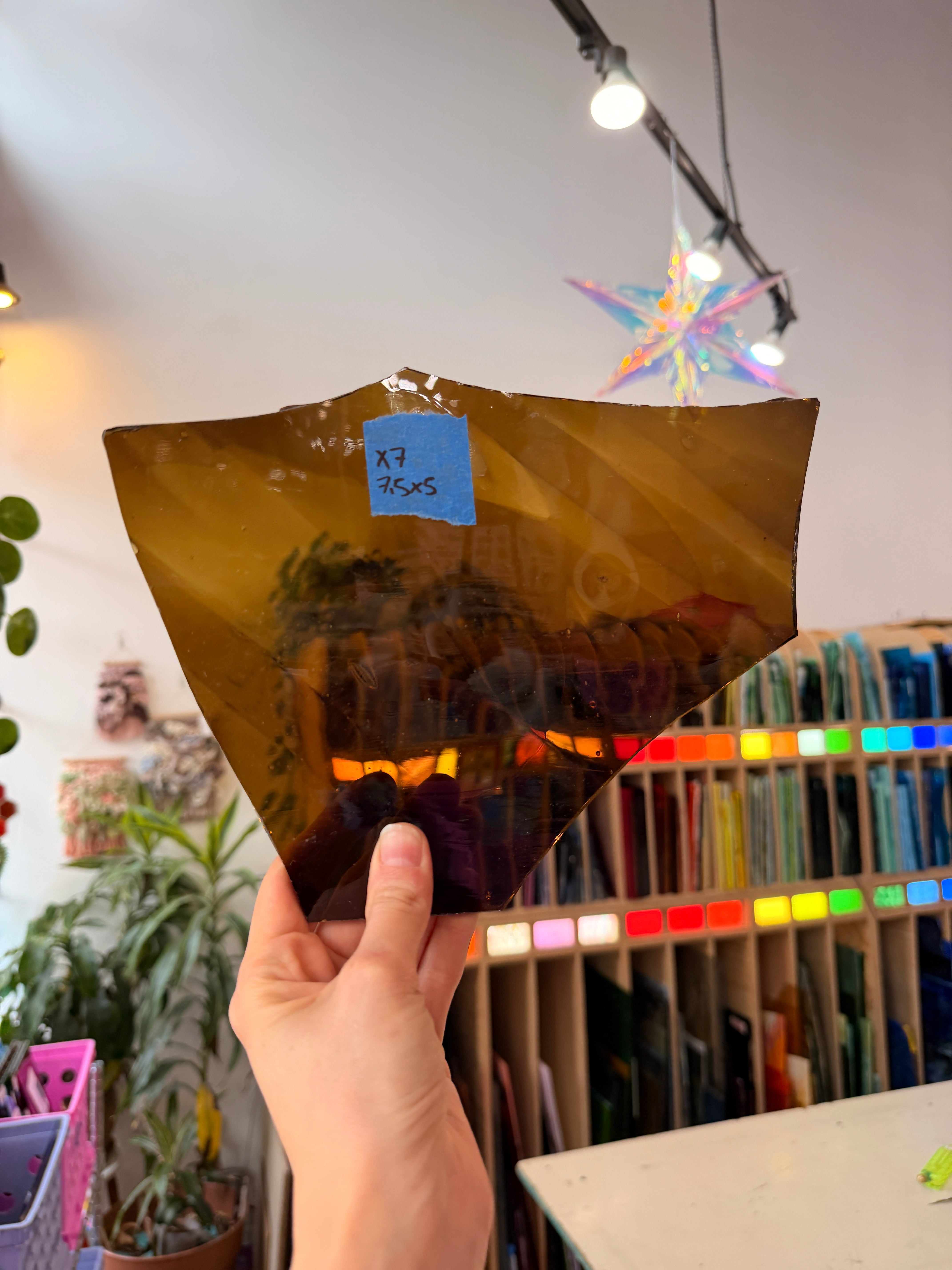 Brown Mouth Blown Wispy Sheet Glass Colorado Glass Works