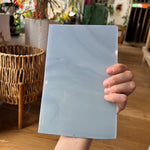 Lamberts Mouth Blown Blue & Opaque White on Clear Flash Glass S55 Sheet Glass Colorado Glassworks   