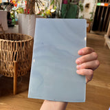 Lamberts Mouth Blown Blue & Opaque White on Clear Flash Glass S55 Sheet Glass Colorado Glassworks   