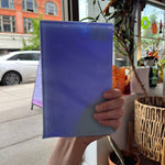 Lamberts Mouth Blown Blue & Opaque White on Clear Flash Glass S55 Sheet Glass Colorado Glassworks   