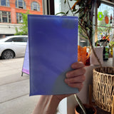 Lamberts Mouth Blown Blue & Opaque White on Clear Flash Glass S55 Sheet Glass Colorado Glassworks   