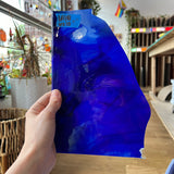 Lamberts Mouth Blown Blue & Opaque White on Clear Flash Glass S55 Sheet Glass Colorado Glassworks LA181 (6x10in)  