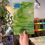 Green Amber White Wispy Kokomo Sheet Glass Kokomo CC33 (10.5x6.5in)