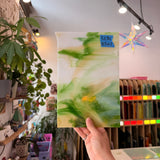 Green Amber White Wispy Kokomo Sheet Glass Kokomo CC31 (10.5x7in)