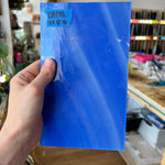 Lamberts Mouth Blown Blue Opaque and White Opaque on Clear (Flash Glass S198) Sheet Glass Colorado Glassworks   
