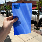 Lamberts Mouth Blown Blue Opaque and White Opaque on Clear (Flash Glass S198) Sheet Glass Colorado Glassworks LA170 (5x8.5in)  