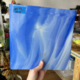 Lamberts Mouth Blown Blue Opaque and White Opaque on Clear (Flash Glass S198) Sheet Glass Colorado Glassworks   