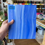 Lamberts Mouth Blown Blue Opaque and White Opaque on Clear (Flash Glass S198) Sheet Glass Colorado Glassworks   