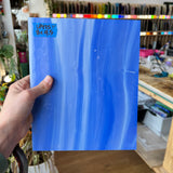Lamberts Mouth Blown Blue Opaque and White Opaque on Clear (Flash Glass S198) Sheet Glass Colorado Glassworks   